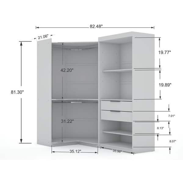 Shop Mulberry Open 2 Sectional Modern Corner 2 Drawer Wardrobe