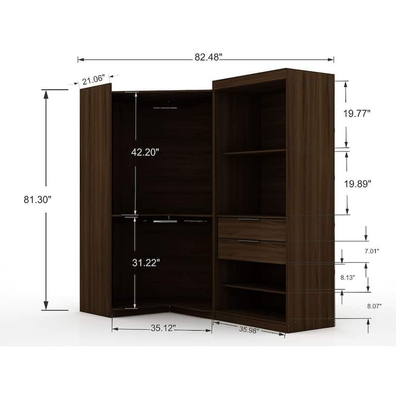 Mulberry Open 2 Sectional Modern Corner 2 Drawer Wardrobe Closet Set of 2