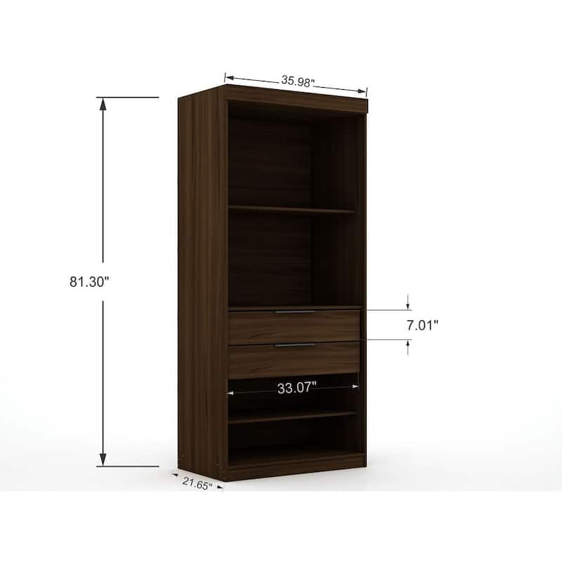 Mulberry Open 2 Sectional Modern Corner 2 Drawer Wardrobe Closet Set of 2