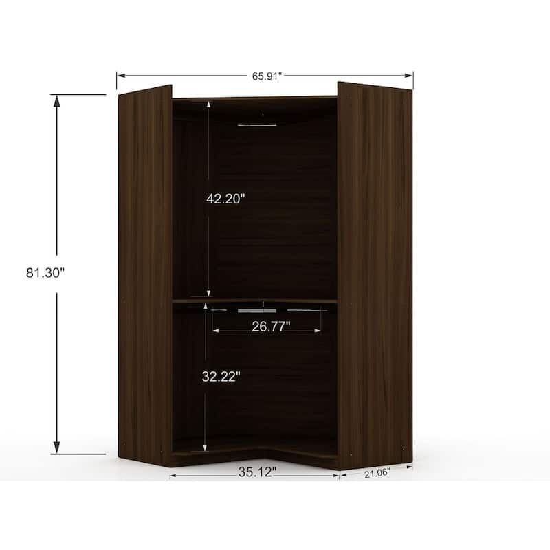 Mulberry Open 2 Sectional Modern Corner 2 Drawer Wardrobe Closet Set of 2