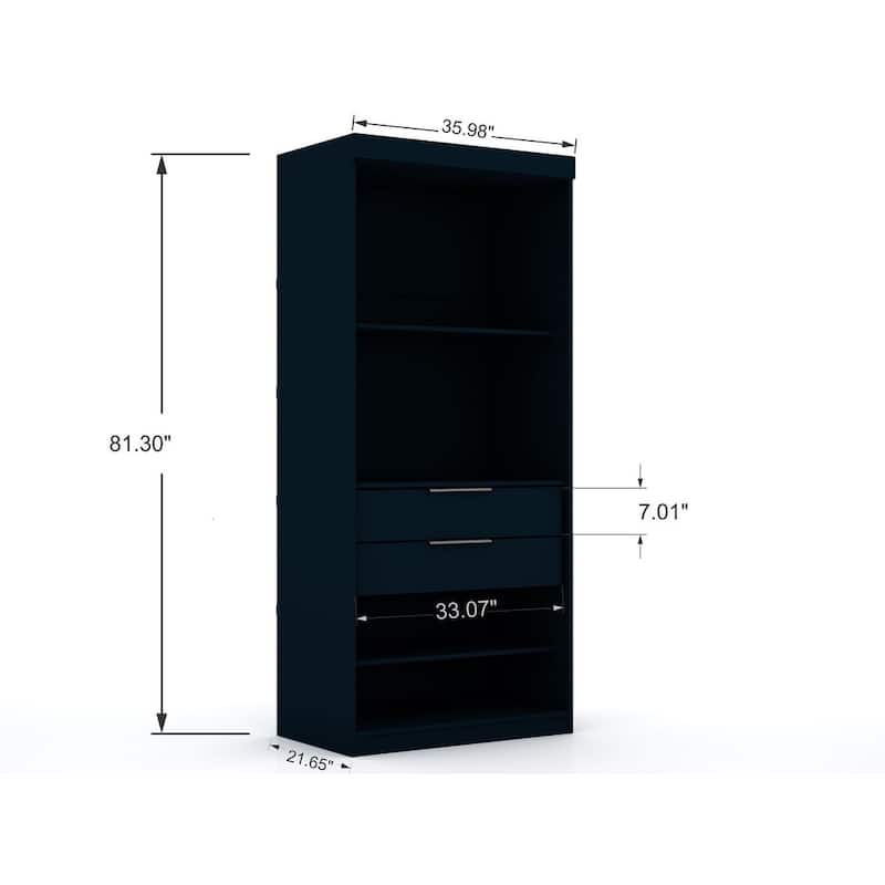 Mulberry Open 2 Sectional Modern Corner 2 Drawer Wardrobe Closet Set of 2