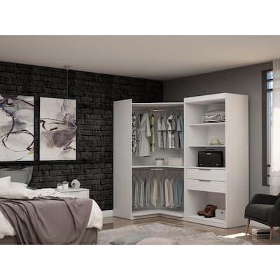Mulberry Open 2 Sectional Modern Corner 2 Drawer Wardrobe Closet Set of 2