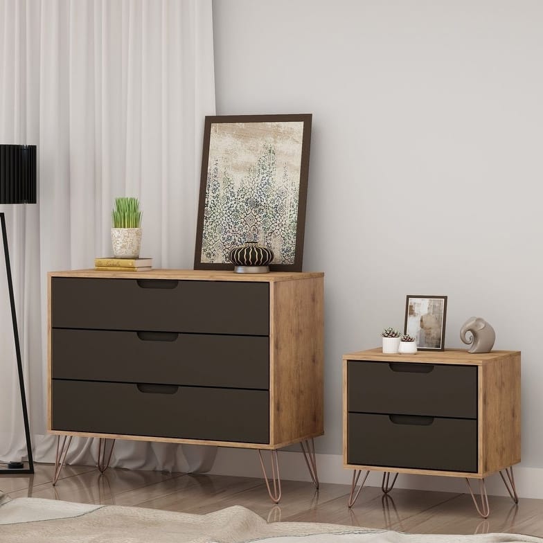 Bandene Mid Century Modern Dresser and Nightstand Set