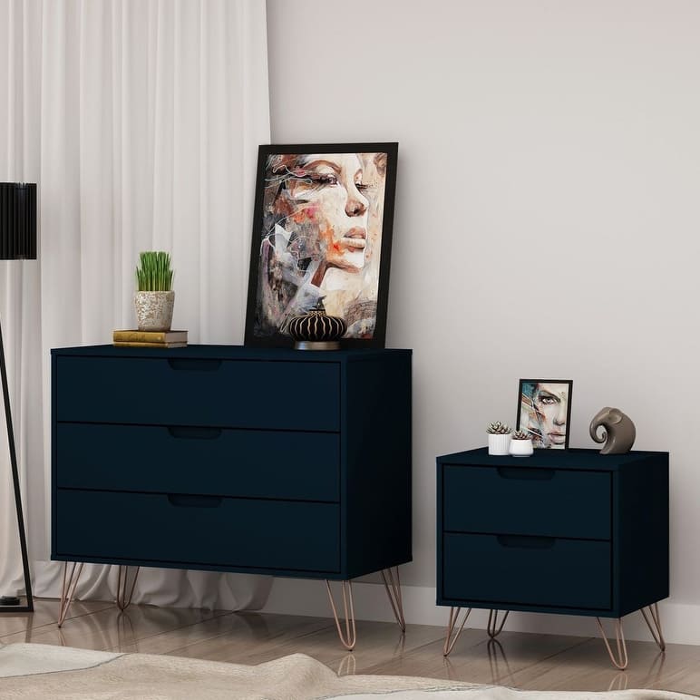 Bandene Mid Century Modern Dresser and Nightstand Set