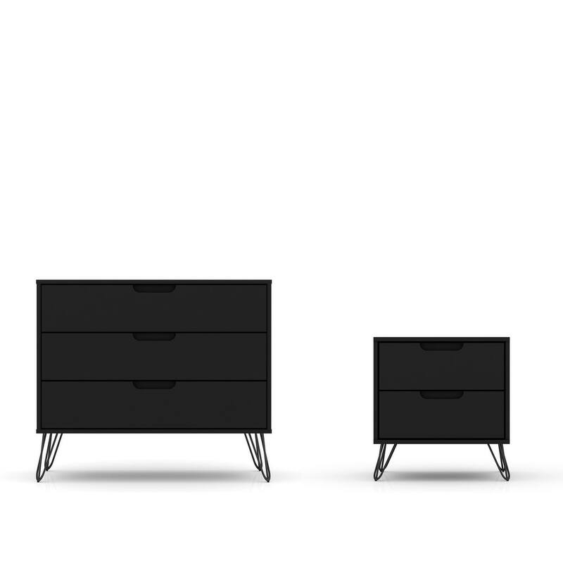Bandene Mid Century Modern Dresser and Nightstand Set - Black