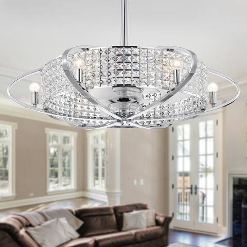 Sonome Chrome & Crystal 33-Inch Lighted Ceiling Fan (Includes Remote Control) - Ø 33.5 in x H 31.5 in