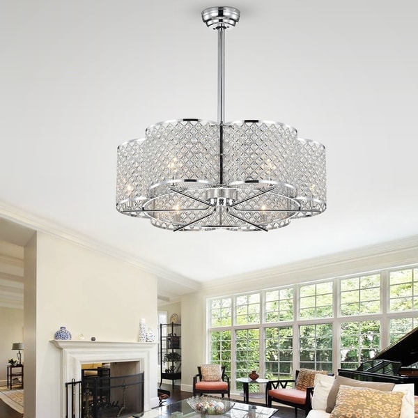 Crystal Flower Lighted Ceiling Fan 