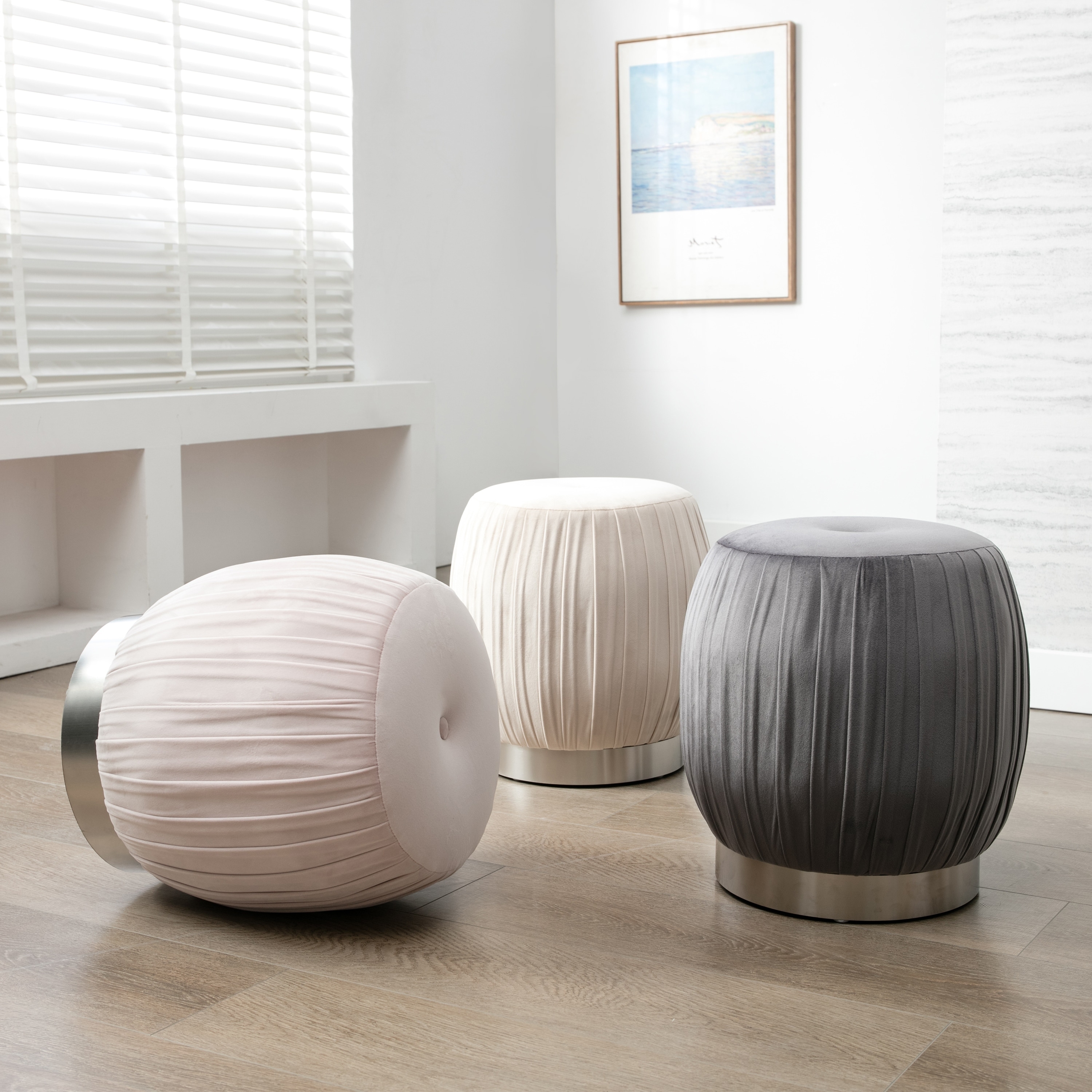 Pleated ottoman outlet stool