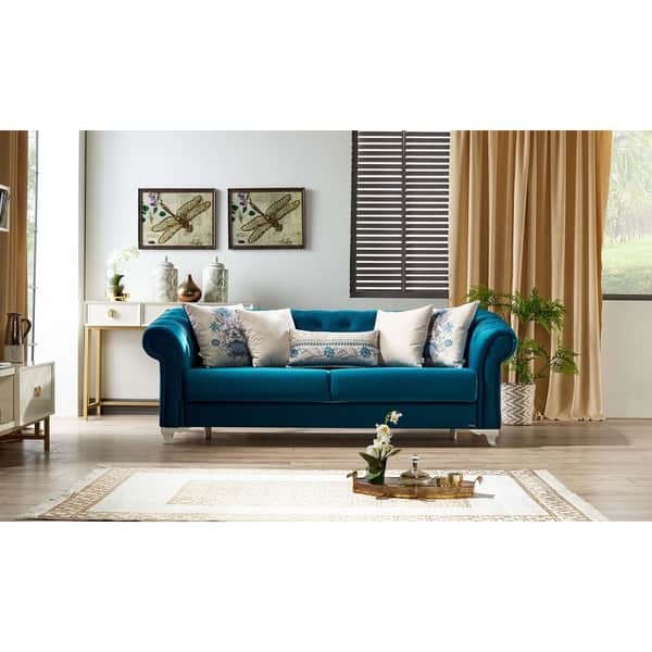 Shop Tucson Convertible Sofa Sleeper Navy Blue Free Shipping