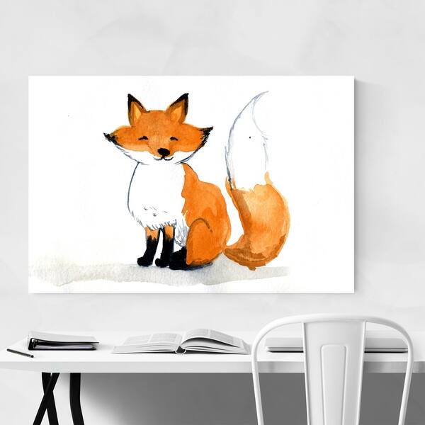 Shop Noir Gallery Cute Fox Animal Painting Canvas Wall Art Print Overstock 28775322