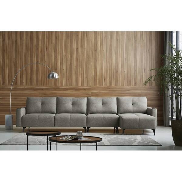 Divani Casa Kenton Modern Grey Fabric Sectional Sofa Divani Casa Kenton Modern Grey