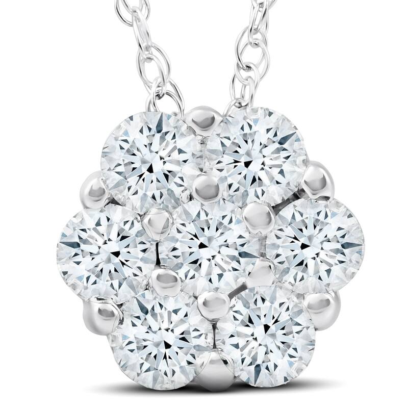 1Ct Diamond Pendant White Gold