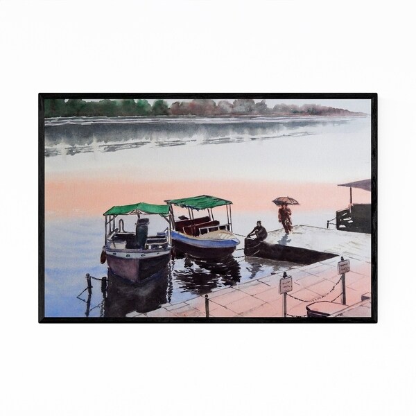 Noir Gallery India River Boats Painting Framed Art Print