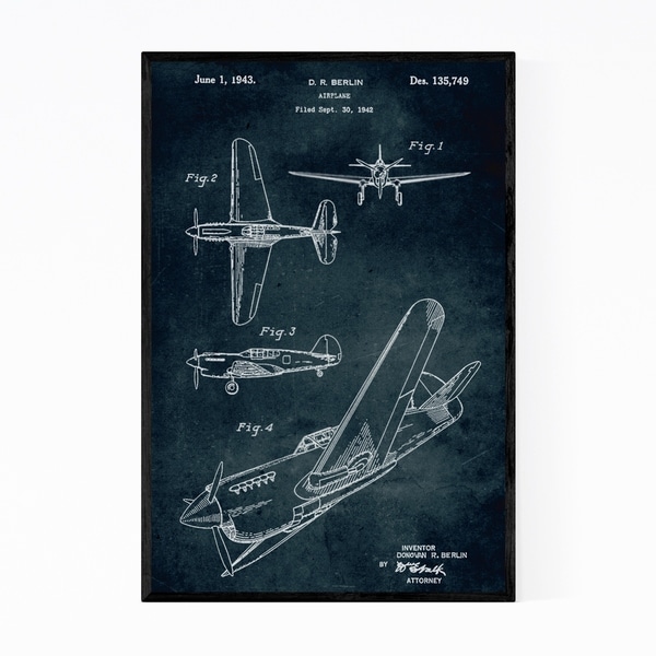 Noir Gallery Airplane Aircraft Patent Print Framed Art Print