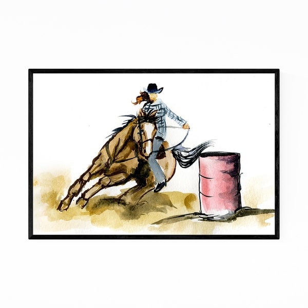 Noir Gallery Horseback Riding Gift Painting Framed Art Print