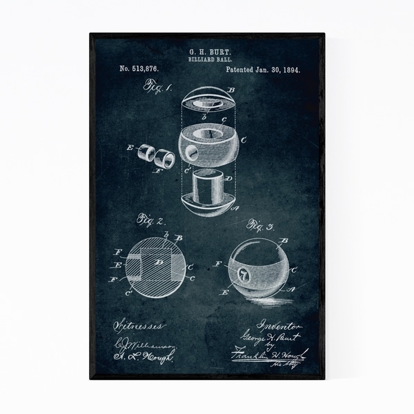 Noir Gallery Billiard Ball Pool Ball Patent Print Framed Art Print