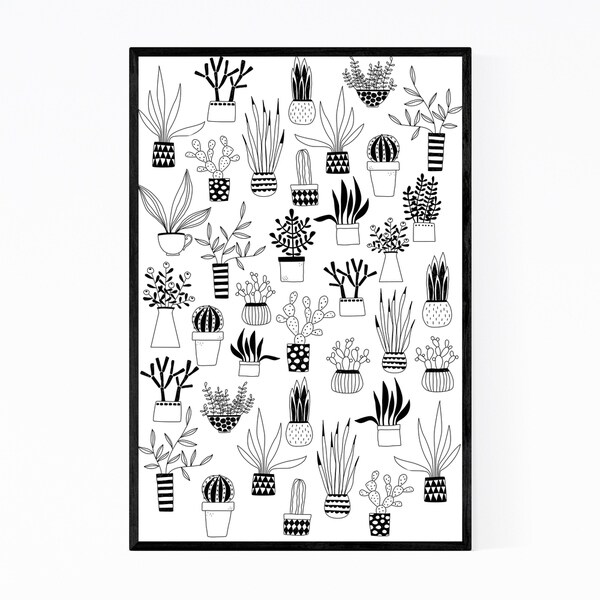 Noir Gallery Cactus Succulent Botanical Pattern Framed Art Print