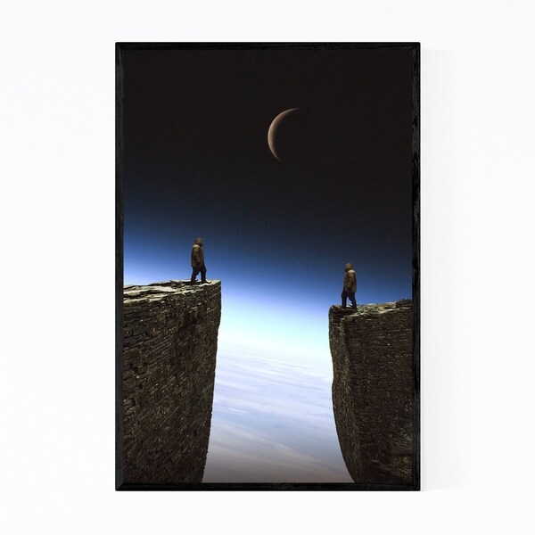 Noir Gallery Vintage Rock Climbing Moon Space Framed Art Print