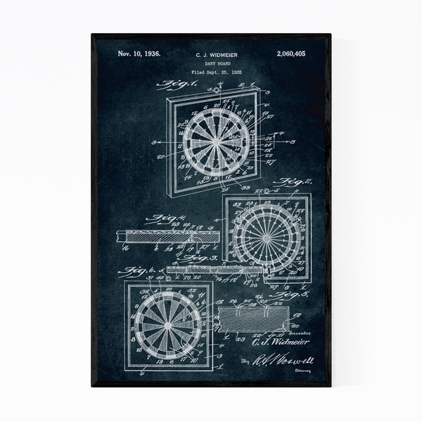 Noir Gallery Dart Board Game Patent Print Framed Art Print