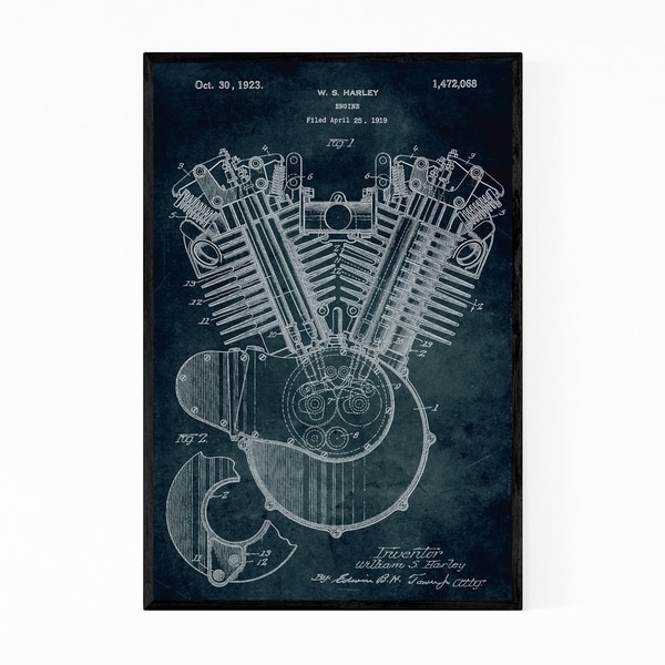 Noir Gallery Engine Motor Patent Print Framed Art Print