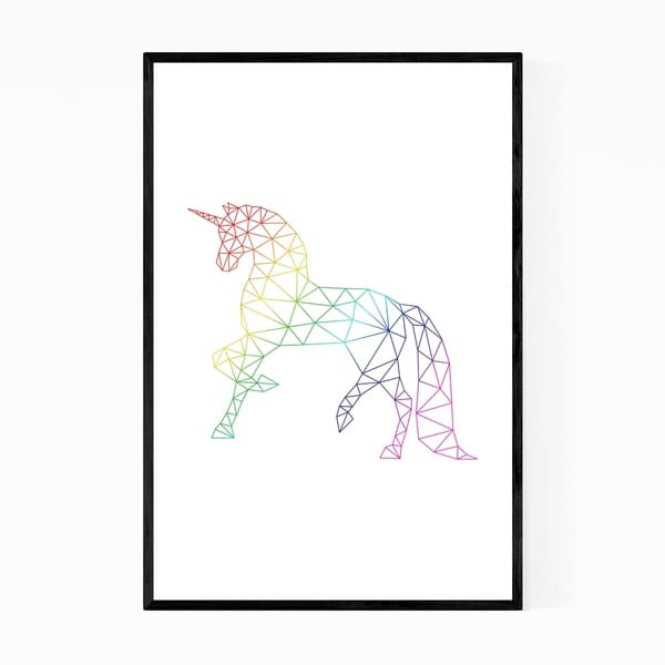 Noir Gallery Minimal Geometric Unicorn Rainbow Framed Art Print