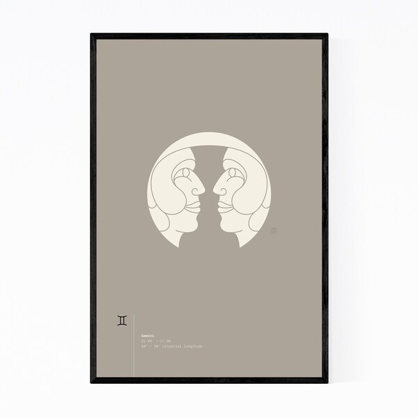 Noir Gallery Gemini Star Sign Astrology Minimal Framed Art Print
