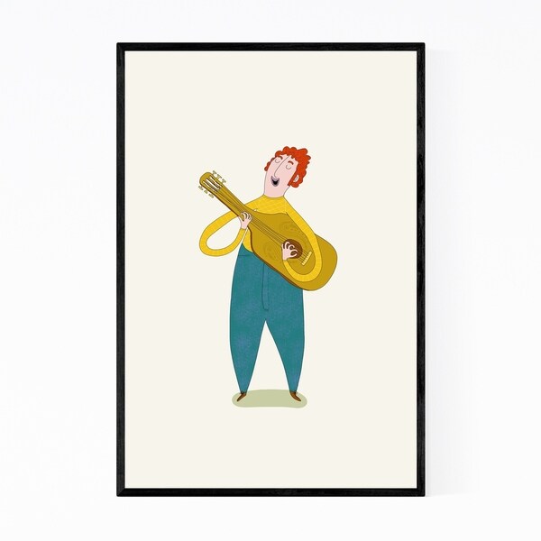 Noir Gallery Man Playing Guitar Illustration Framed Art Print