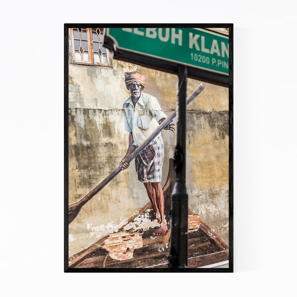 Noir Gallery George Town Malaysia Boatman Framed Art Print