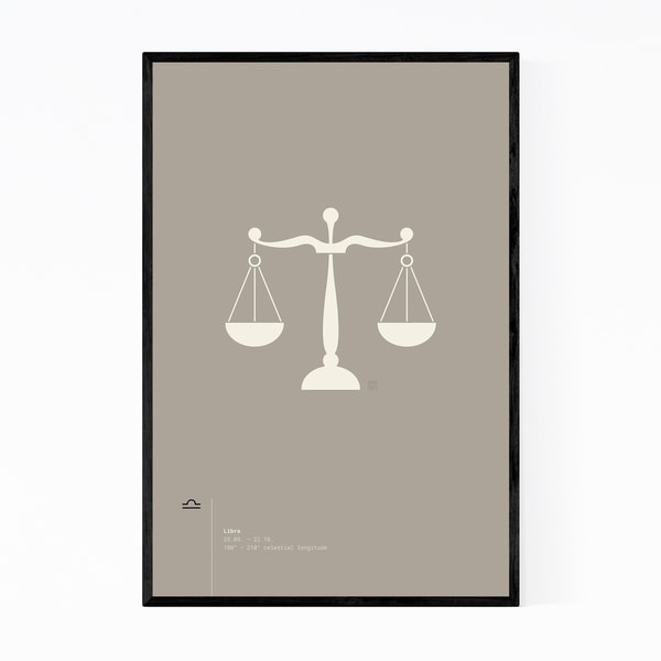 Noir Gallery Libra Star Sign Astrology Minimal Framed Art Print