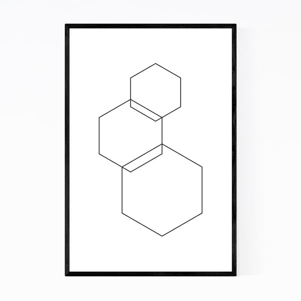 Noir Gallery Minimal Geometric Hexagons Framed Art Print