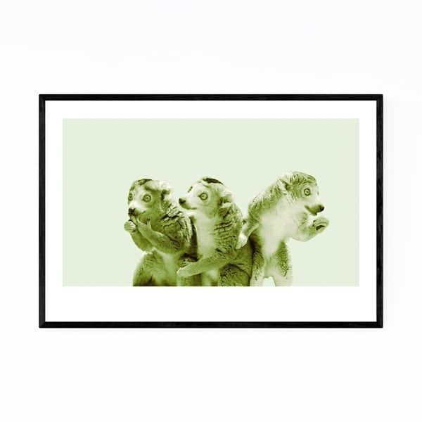 Noir Gallery Minimal Lemur Animal Pastel Portrait Framed Art Print