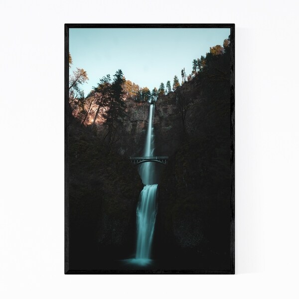 Noir Gallery Multnomah Falls Oregon Waterfall Framed Art Print