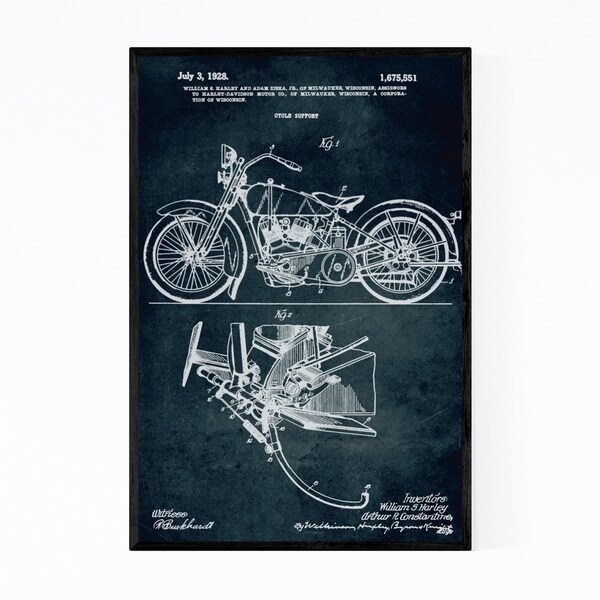 Noir Gallery Motorcycle Patent Print Framed Art Print