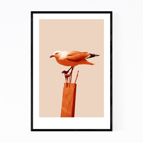 Noir Gallery Minimal Seagull Bird Animal Nautical Framed Art Print