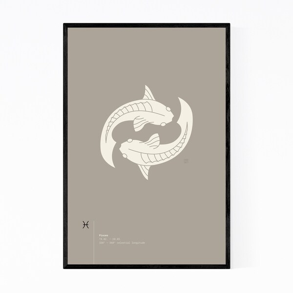 Noir Gallery Pisces Star Sign Astrology Minimal Framed Art Print