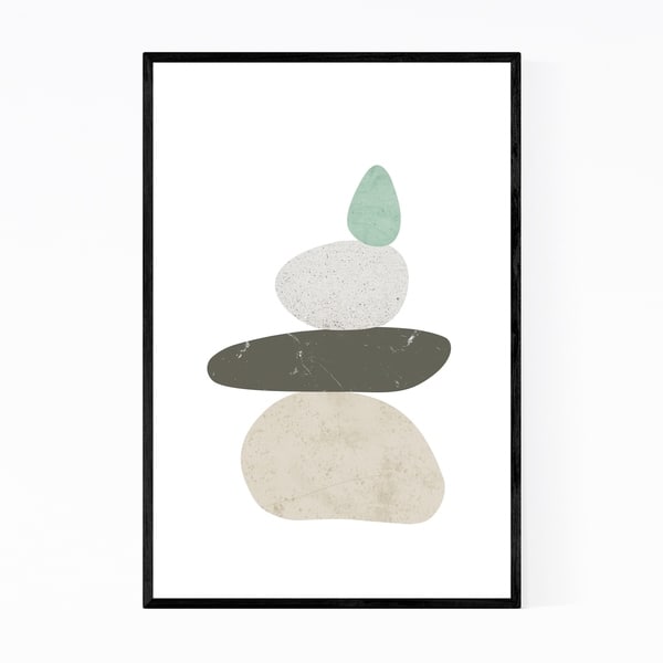 Noir Gallery Minimal Abstract Zen Pebbles Framed Art Print
