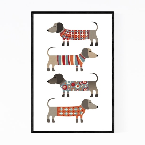 Noir Gallery Funny Dogs in Sweaters Animals Framed Art Print