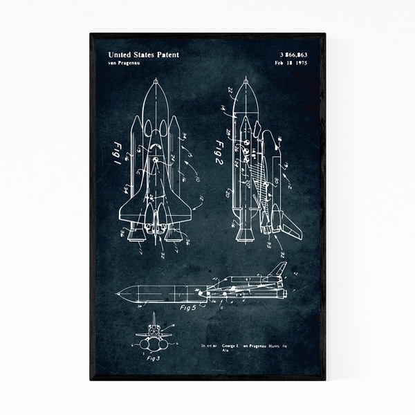 Noir Gallery Space Rocket Ship Patent Print Framed Art Print