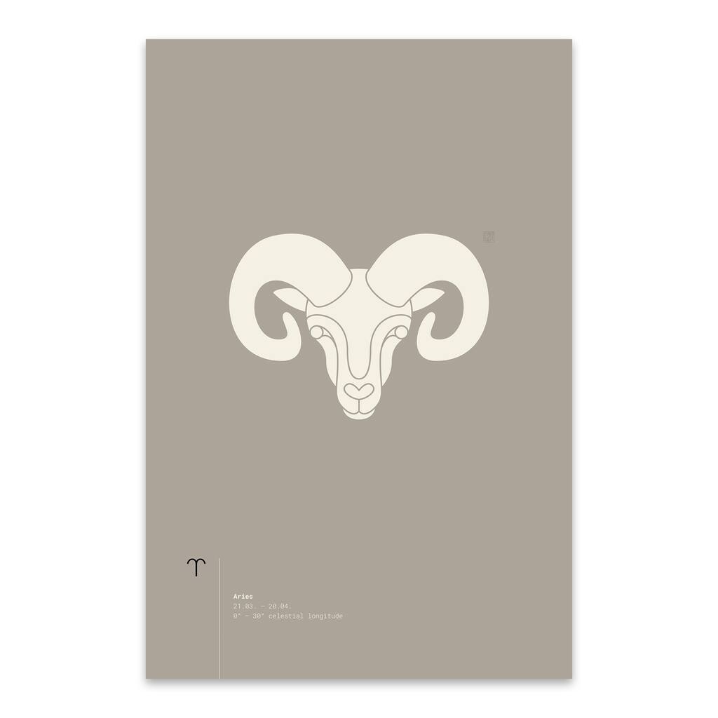 Noir Gallery Aries Ram Star Sign Astrology Metal Wall Art Print