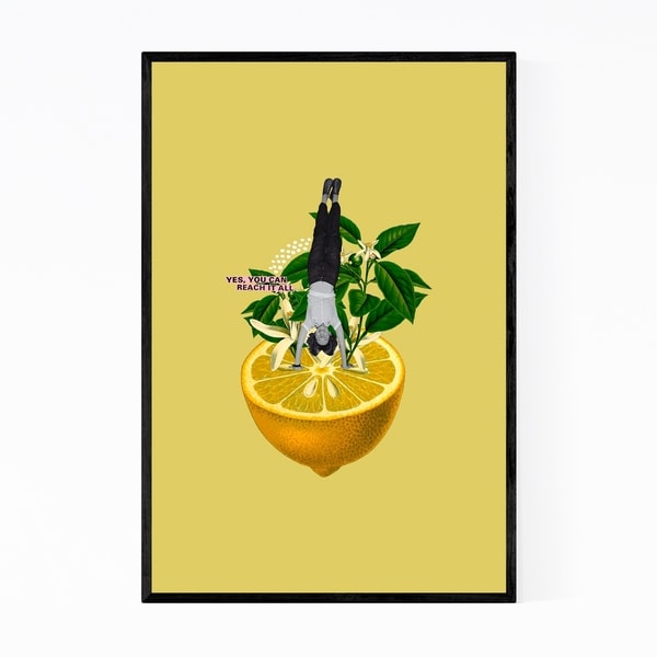 Noir Gallery Feminist Floral Quote Kitchen Lemon Framed Art Print