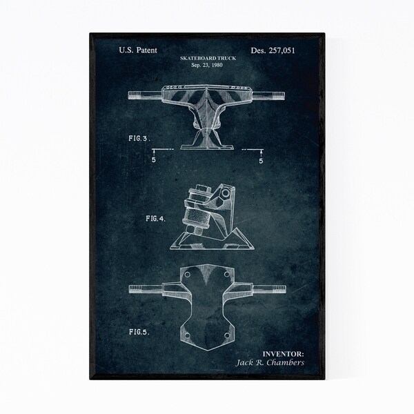Noir Gallery Skateboard Truck Patent Print Framed Art Print