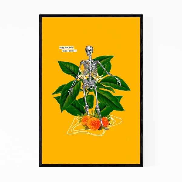 Noir Gallery Skeleton Floral Botanical Collage Quote Framed Art Print