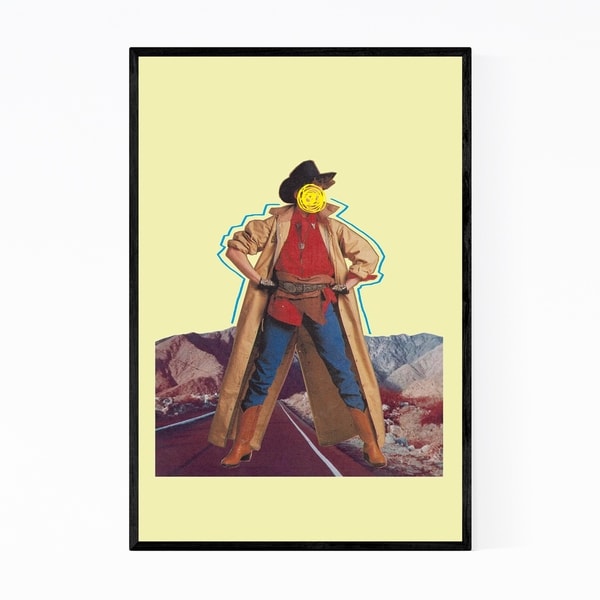 Noir Gallery Cowgirl Desert Mountain Collage Framed Art Print