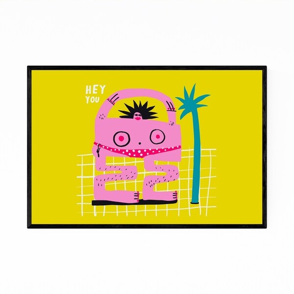 Noir Gallery Beach Woman Palm Tree Illustration Framed Art Print