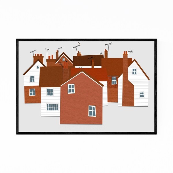 Noir Gallery Old Houses Illustration England Framed Art Print