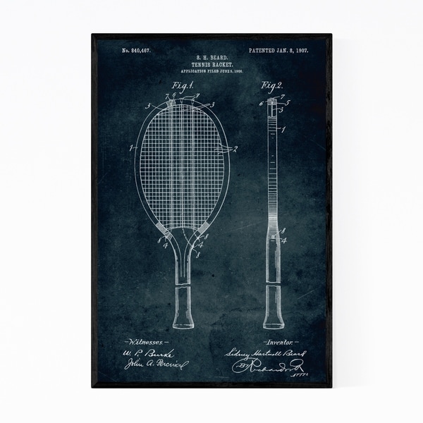 Noir Gallery Tennis Racket Patent Print Framed Art Print