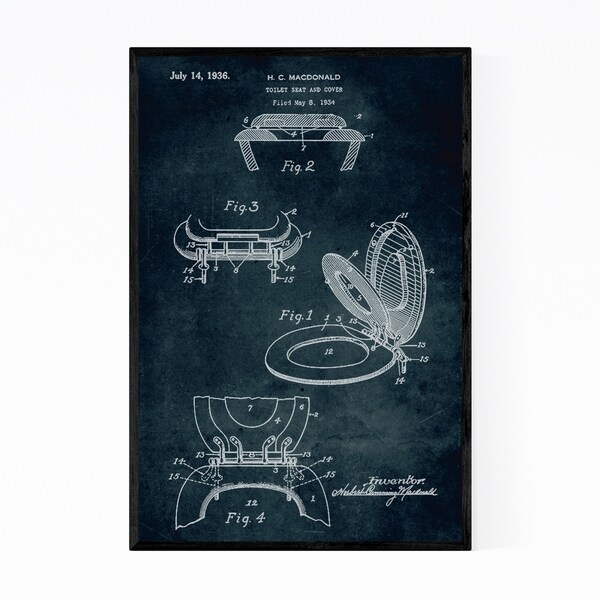 Noir Gallery Toilet Seat Bathroom Patent Print Framed Art Print