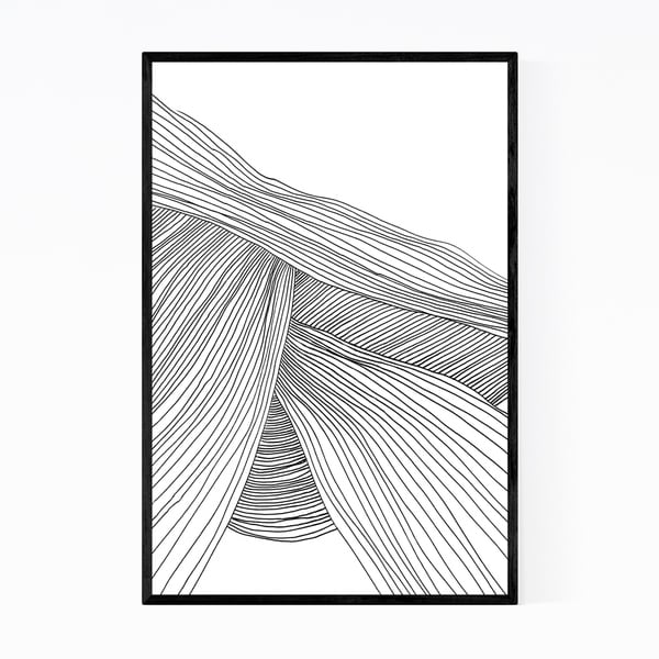 Noir Gallery Minimal Abstract Line Drawing Wave Framed Art Print