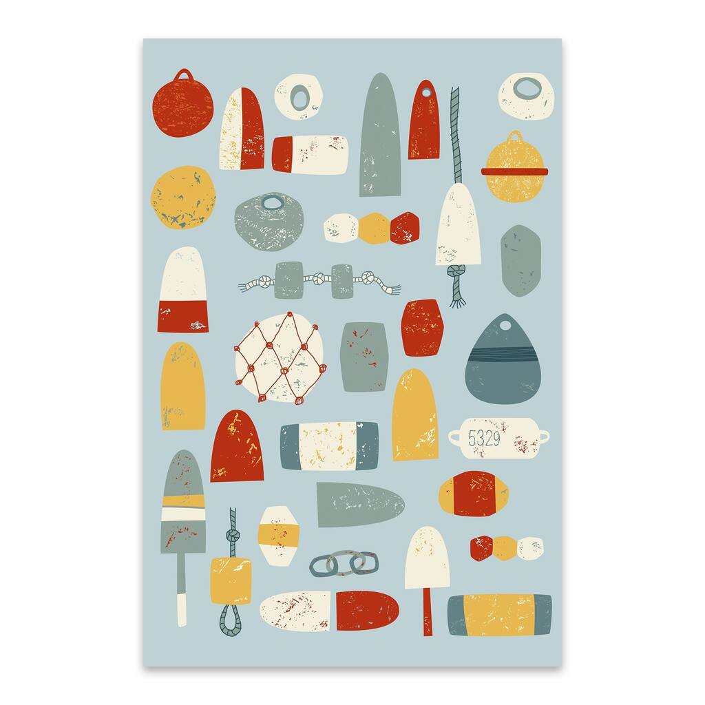 Noir Gallery Nautical Buoys Maritime Pattern Metal Wall Art Print