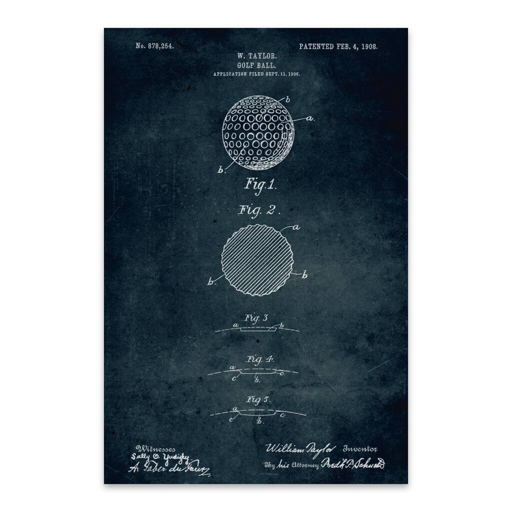 Noir Gallery Golf Ball Patent Print Metal Wall Art Print